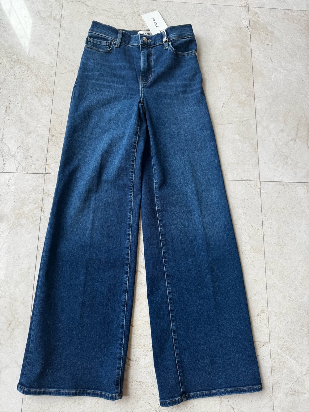 Frame Le Slim Palazzo Wide-Leg High-Rise Women’s Blue Jeans size 26 - Picture 7 of 16